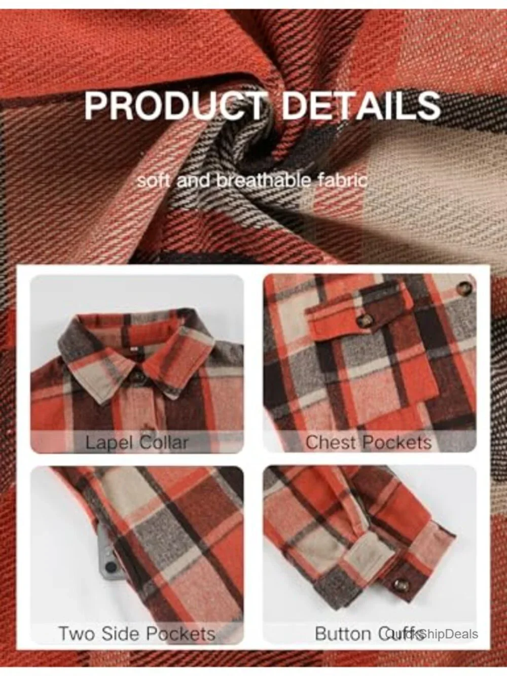 Women's Plaid Shacket Jacket Button Down Long Sleeve Oversized Casual Coat